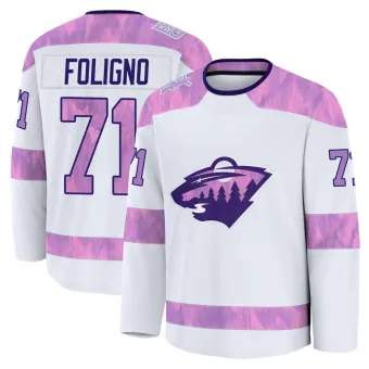 Men's Nick Foligno Minnesota Wild 2024 Hockey Fights Cancer Practice Jersey - White Premium