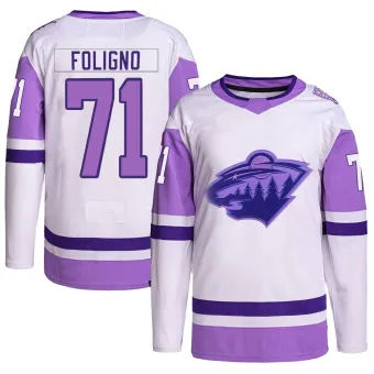 Men's Nick Foligno Minnesota Wild Hockey Fights Cancer Primegreen Jersey - White/Purple Authentic