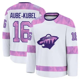Men's Nicolas Aube-Kubel Minnesota Wild 2024 Hockey Fights Cancer Practice Jersey - White Premium