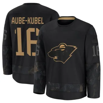Men's Nicolas Aube-Kubel Minnesota Wild 2024 Military Appreciation Practice Jersey - Black Premium