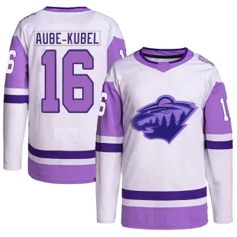 Men's Nicolas Aube-Kubel Minnesota Wild Hockey Fights Cancer Primegreen Jersey - White/Purple Authentic