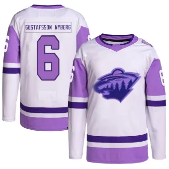 Men's Viking Gustafsson Nyberg Minnesota Wild Hockey Fights Cancer Primegreen Jersey - White/Purple Authentic